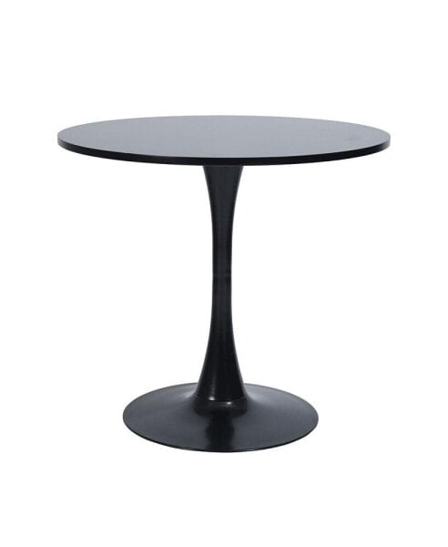 Modern 31.5" Dining Table With Round Top And Pedestal Base In B Lack Color