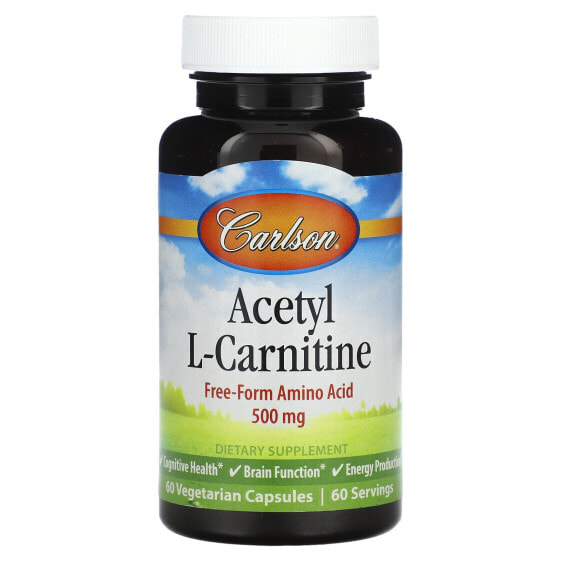 Аминокислоты Carlson Acetyl-L-Carnitine, 500 мг, 120 вегетарианских капсул