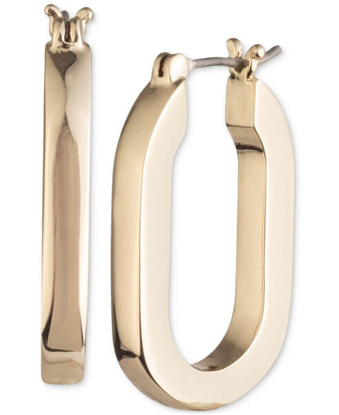 Gold-Tone Oval Link Hoop Earrings