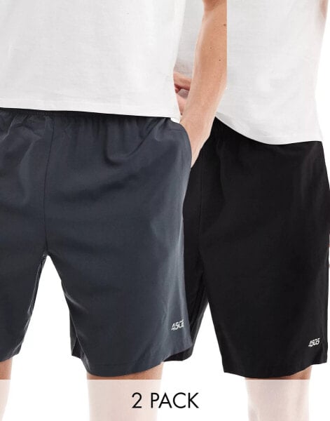 ASOS 4505 Icon 7 inch training shorts with quick dry 2 pack in black and charcoal