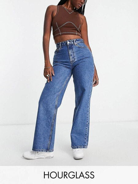 ASOS DESIGN Hourglass dad jeans in mid blue