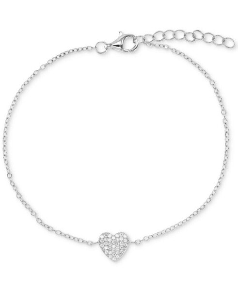 Браслет Macy's CuZi Pavé Heart Cable Link Bracelet