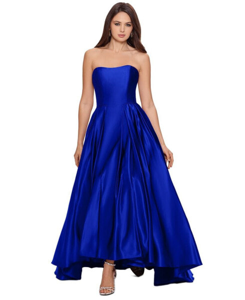 Petite Strapless High-Low Gown