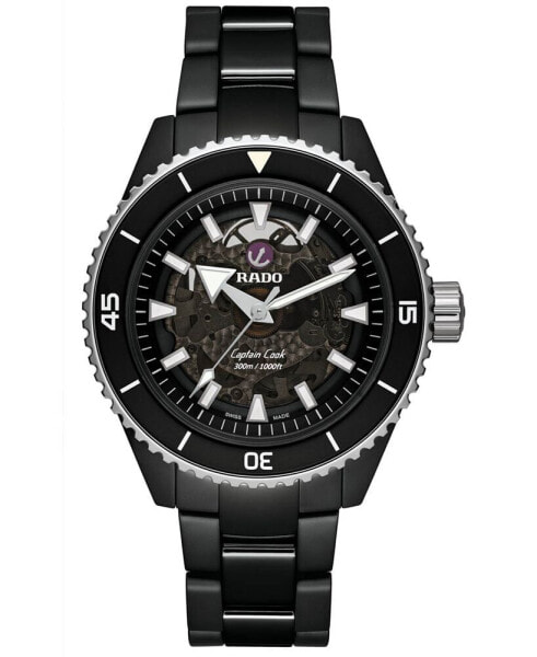Men's Swiss Automatic Captain Cook Black High Tech Ceramic Bracelet Watch 43mm