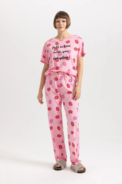 Fall In Love Regular Fit Kısa Kollu Desenli Pijama Takımı B6206ax24sp