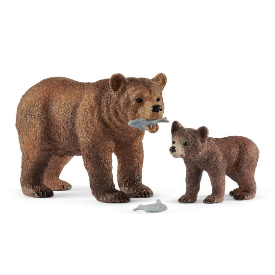 Фигурка медведицы-гризли с детенышем от Schleich