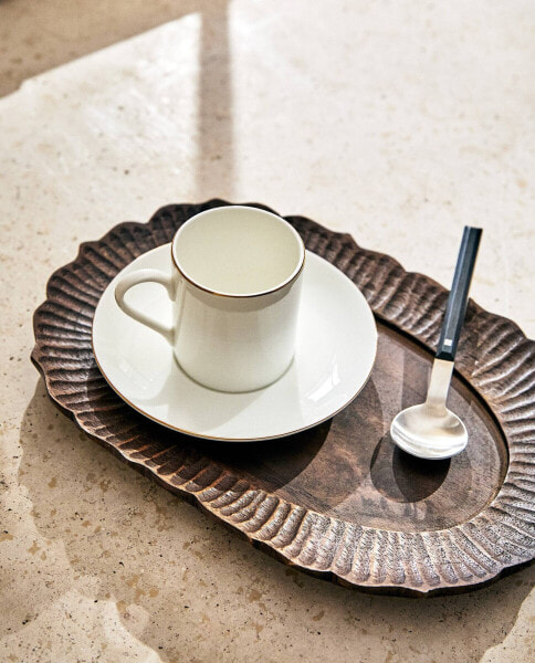 Чашка и блюдце для кофе из костяного фарфора "Gold" ZARAHOME