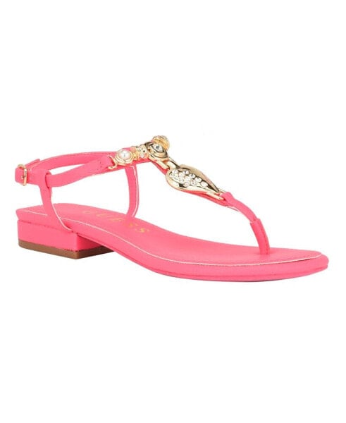 Women's Jiarella Flat T Strap Hardware Accent Sandals