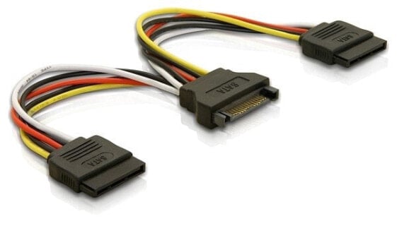 Delock Cable Power SATA 15pin > 2x SATA HDD – straight - 0.15 m - 15pin SATA - 2x SATA - Multicolour