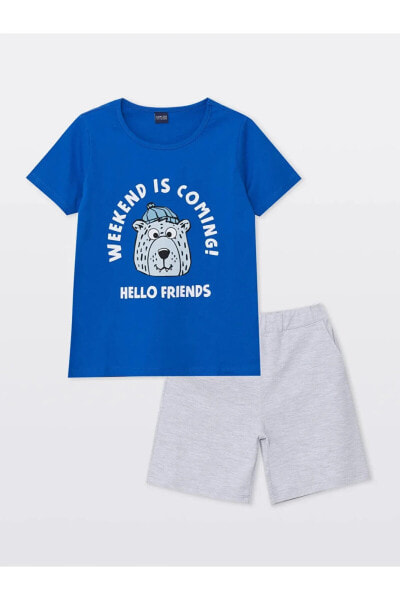 Костюм для малышей LC WAIKIKI Набор футболка и шорты с принтом велосипедного воротника 100% хлопок Короткий рукав