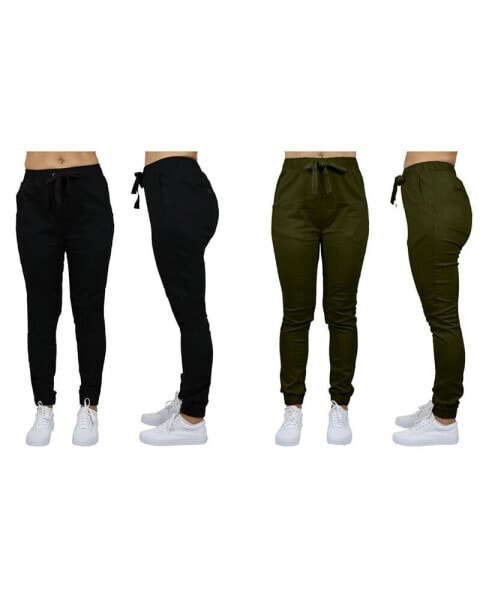 Women's Basic Stretch Twill Joggers, Pack of 2