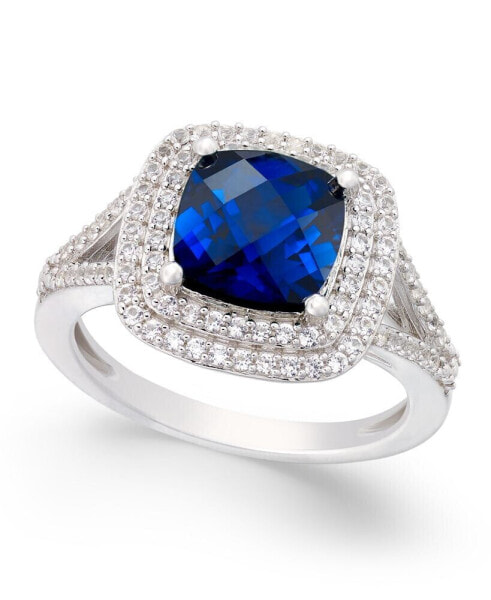 Кольцо Macy's Lab-Grown Sapphire & White Sapphire Triple Band