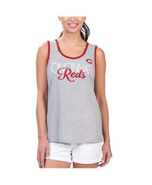 Women's Gray Cincinnati Reds Fastest Lap Tank Top