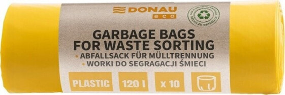 Donau Worki na śmieci DONAU ECO, do segregacji plastiku, 120l, 10 szt., żółte