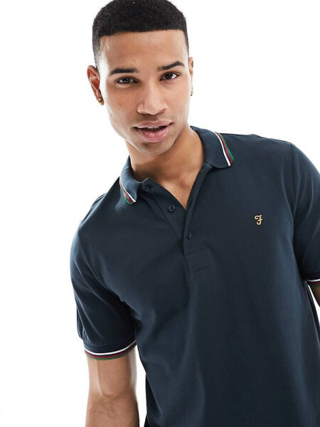 Farah alvin tipped polo in black