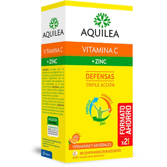 Эффервесцентные таблетки для иммунитета AQUILEA Витамин C + Цинк 28 шт.