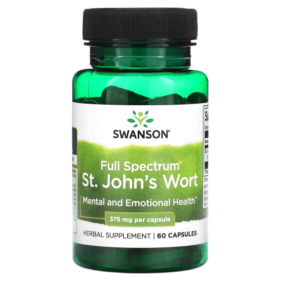 Витамины для нервной системы Swanson Full Spectrum St. John's Wort, 375 мг, 60 капсул.