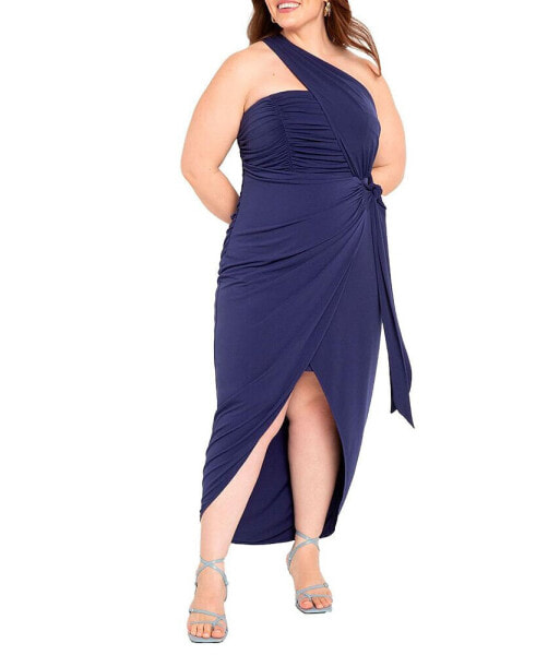 Plus Size Shirred Wrap Dress - 30, Rhodonite