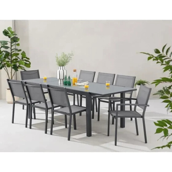 Набор садовой мебели AUCUNE Ausziehbarer Tisch 120180 cm + 2 Sessel + 6 Sthle Grau