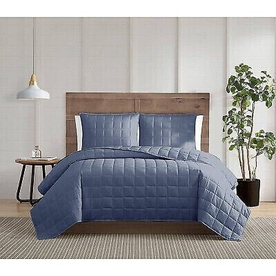 2pc Twin/Twin XL Silver Cool Quilt Set Blue - Truly Calm
