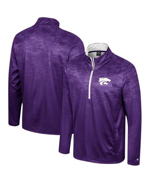 Футболка мужская Colosseum Kansas State Wildcats The Machine половина молнии рубашка в фиолетовом цвете.