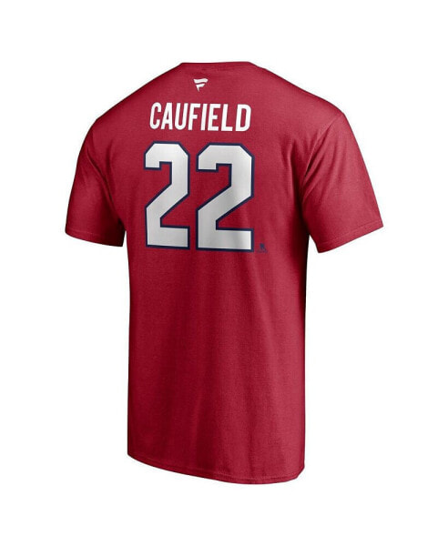 Men's Cole Caufield Red Montreal Canadiens Authentic Stack Name and Number T-shirt