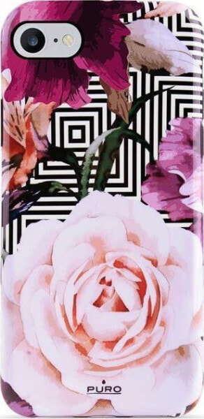 Чехол для смартфона Puro Glam Geo Flowers - Etui Iphone 8 / 7 / 6s / 6 (розовые пионы)