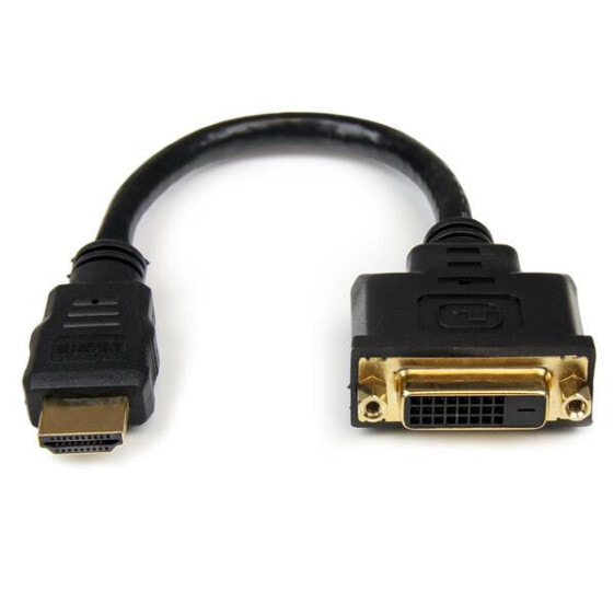 StarTech.com 8in HDMI to DVI-D Video Cable Adapter - HDMI Male to DVI Female - 0.2 m - HDMI - DVI-D - Male - Male - Straight