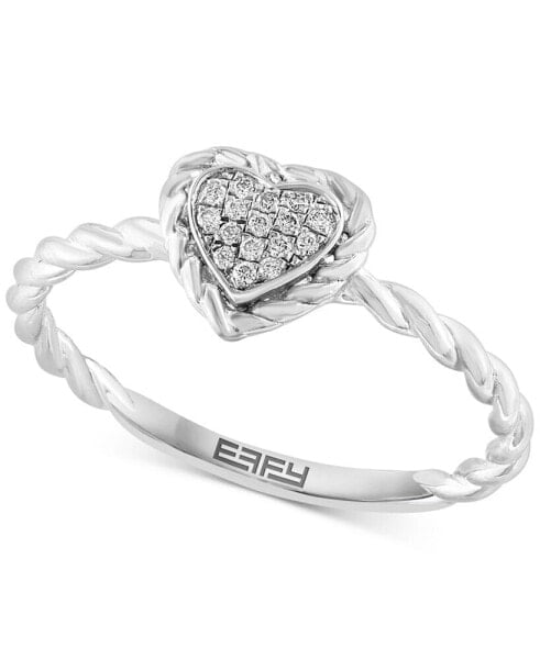 EFFY® Diamond Pavé Heart Rope Ring (1/20 ct. t.w.) in Sterling Silver