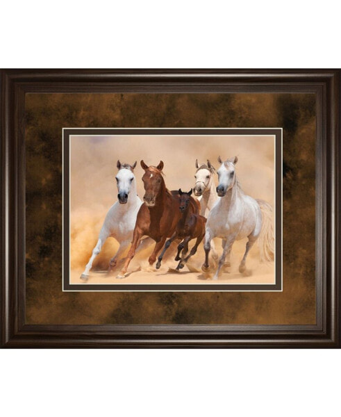 Horses in Dust by Loya Ya Framed Print Wall Art, 34" x 40"