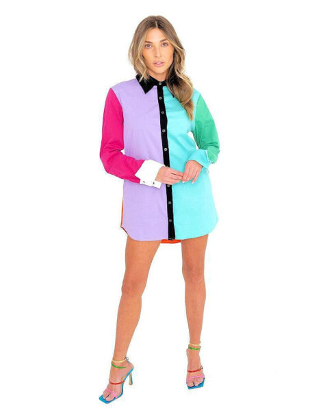 Women's David Multi Colorblock Shirt Dress