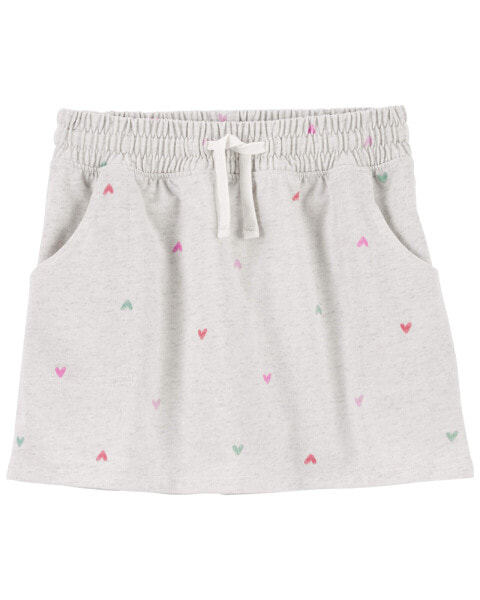 Kid Heart Print Cotton Jersey Skort 10