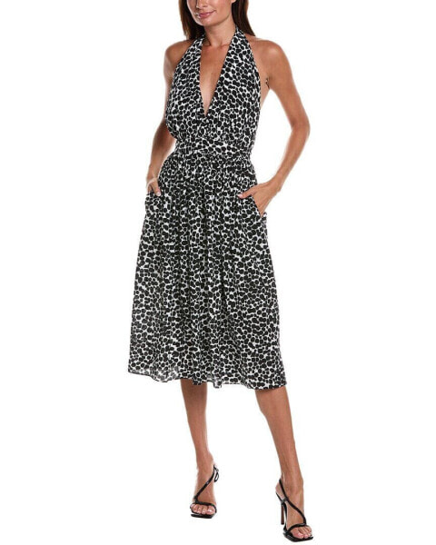 Michael Kors Collection Cheetah Silk Halter Dress Women's