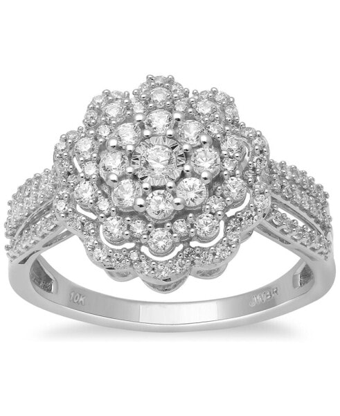 Diamond Cluster Ring (3/4 ct. t.w.) in 10k White Gold