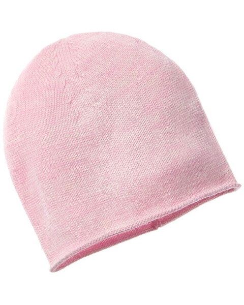 Amicale Cashmere Knit Two-Tone Cashmere Beanie Women's Pink