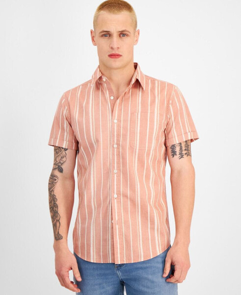 Рубашка мужская Sun + Stone Marcos с коротким рукавом, полосатая, на пуговицах