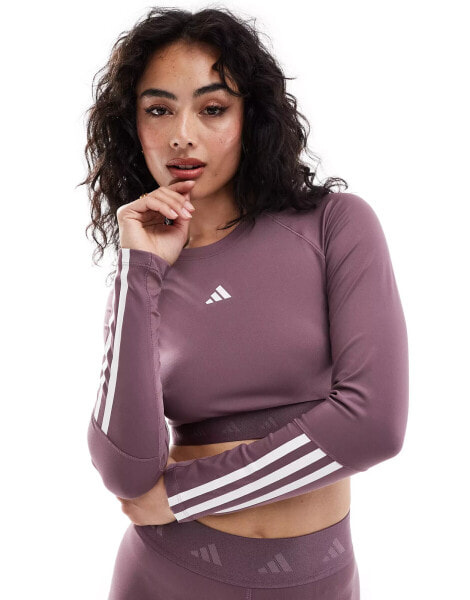 adidas Performance Hyperglam training crop top in purple