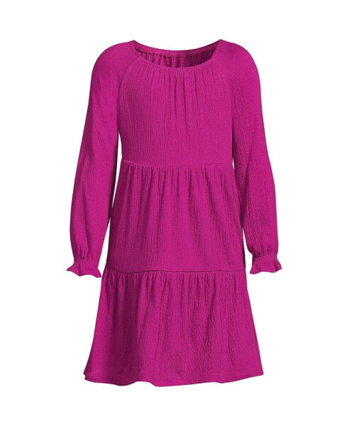 Girls Long Sleeve Tiered Knit Dress