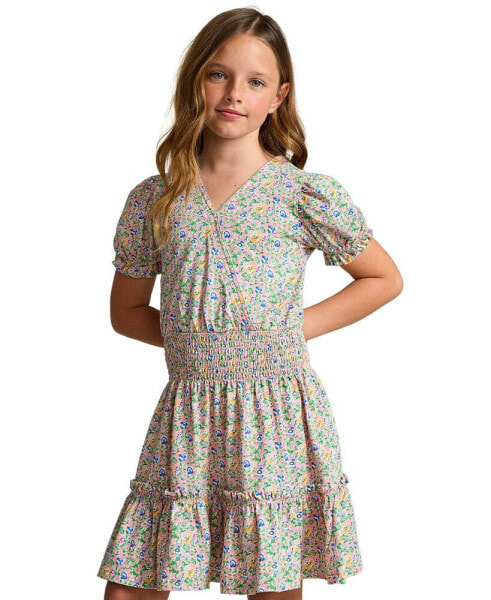 Платье для малышей Polo Ralph Lauren цветочное фальш-обертывание из хлопкового джерси