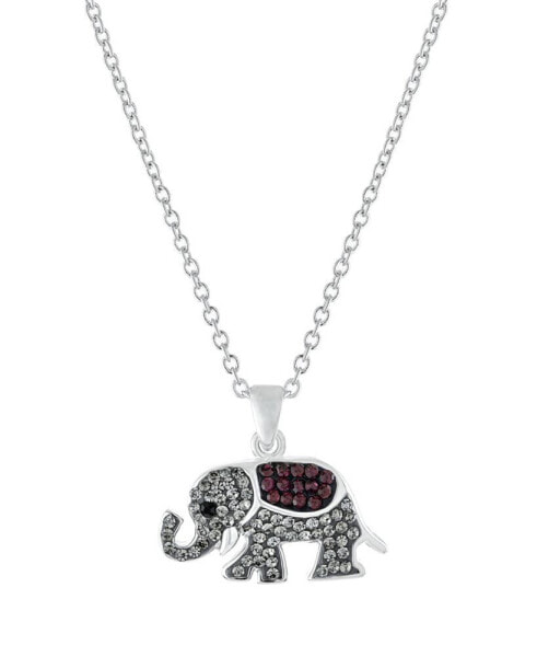 Macy's crystal Elephant Pendant 16+2" Extender In Silver Plated