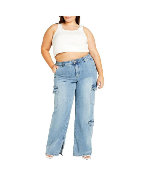 Plus Size Cargo Luna Wide Leg Jean