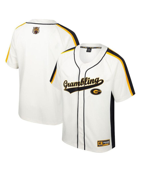 Men's Cream Distressed Grambling Tigers Ruth Button-Up Baseball Jersey