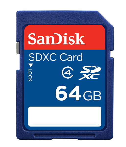 SanDisk 64GB SDXC - 64 GB - SDXC - Class 4 - Shock resistant - Water resistant - Blue