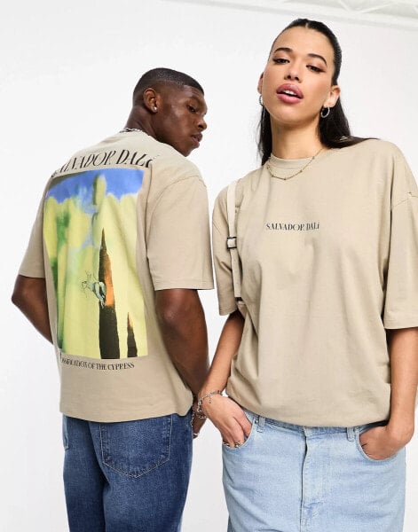 ASOS DESIGN unisex license oversized t-shirt with Salvador Dali print in stone