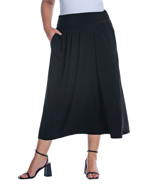 Plus Size Foldover Maxi Skirt With Pockets