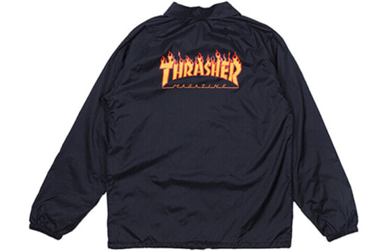 Thrasher Flame Coach Jacket 经典火焰 Logo教练夹克 美版 男女同款 黑色 / Куртка Thrasher 144636