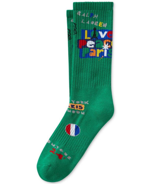 Men's Love Peace Paris Crew Socks