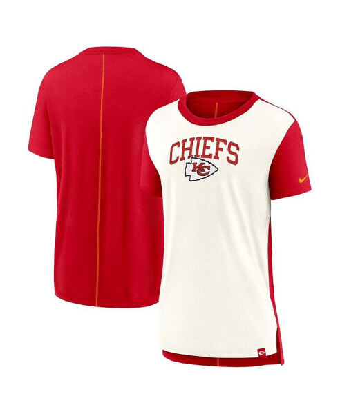 Women's Cream/Red Kansas City Chiefs Wordmark Tri-Blend T-Shirt