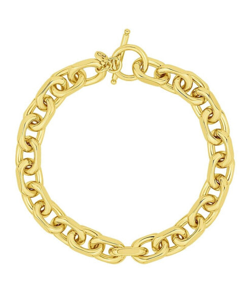 Silver-Plated or 18K Gold-Plated Oval Chain Toggle Bracelet