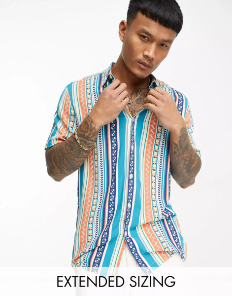 ASOS DESIGN shirt in aztec stripe print